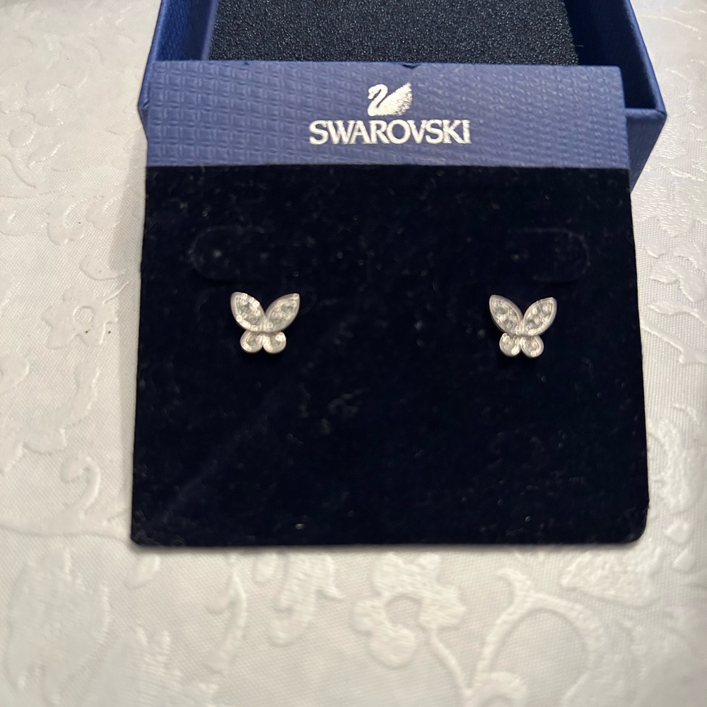 Swarovski Silver Butterfly Earrings